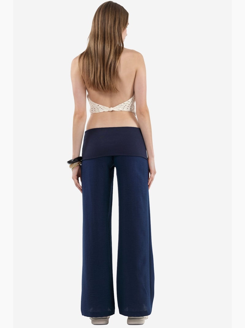 Pantaloni a gamba larga a vita alta busem Blu marino - Kiabi