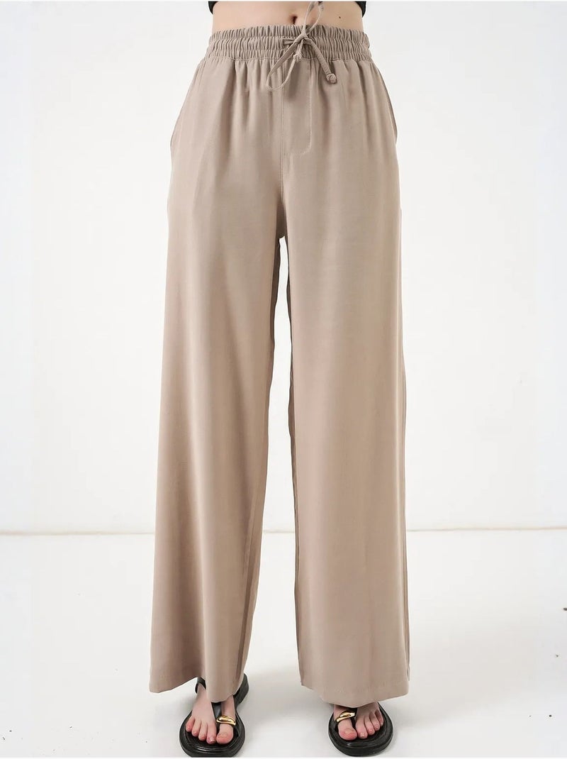 Pantaloni a gamba larga a vita alta con tasca bdart Beige argilla - Kiabi
