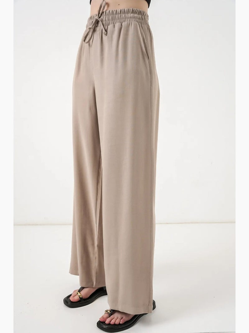 Pantaloni a gamba larga a vita alta con tasca bdart Beige argilla - Kiabi