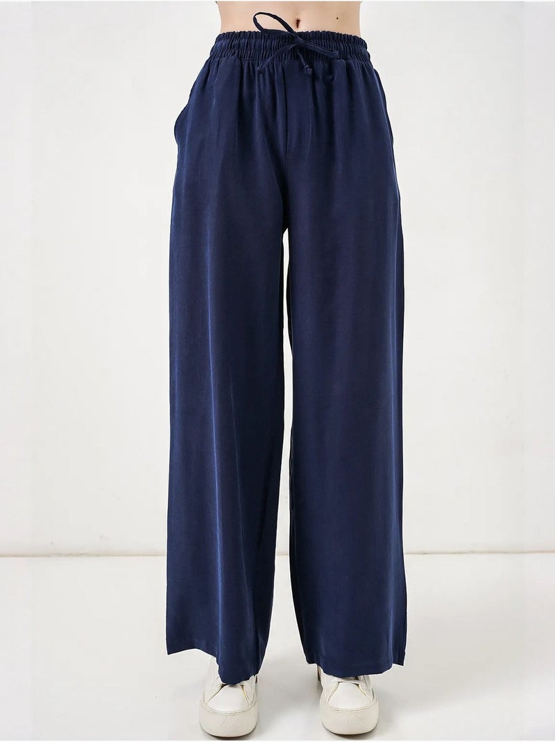 Pantaloni a gamba larga a vita alta con tasca bdart Blu marino - Kiabi