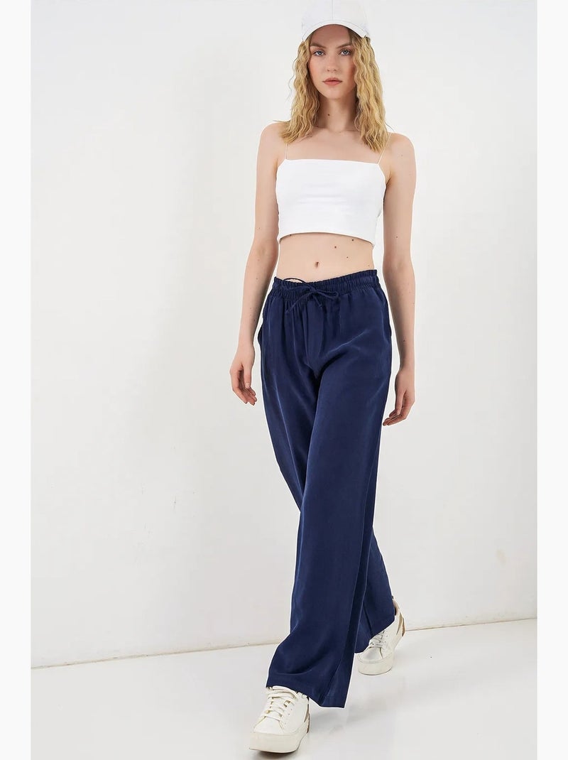 Pantaloni a gamba larga a vita alta con tasca bdart Blu marino - Kiabi