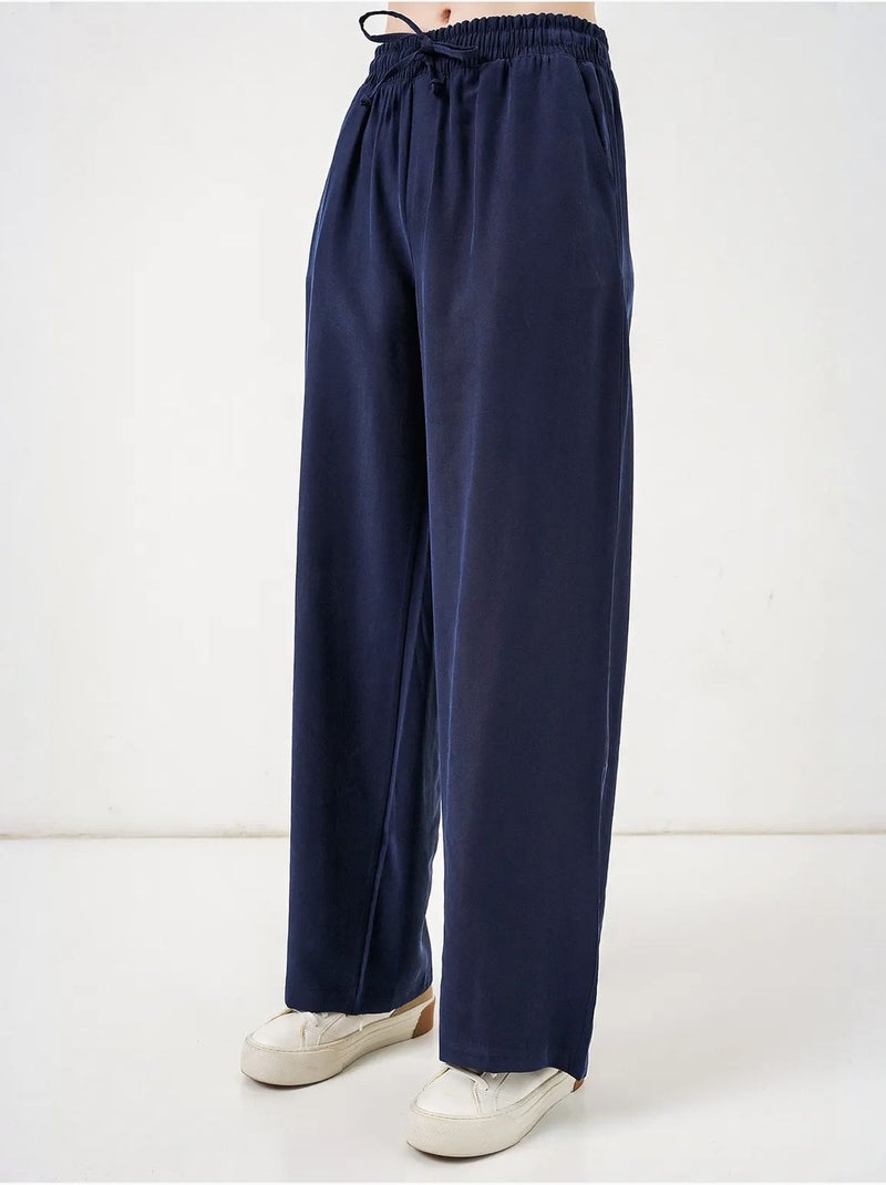 Pantaloni a gamba larga a vita alta con tasca bdart Blu marino - Kiabi