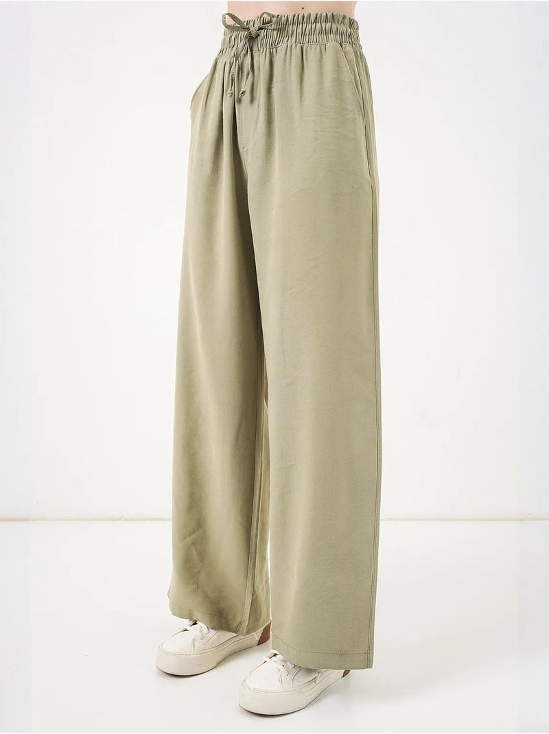 Pantaloni a gamba larga a vita alta con tasca bdart Cachi - Kiabi