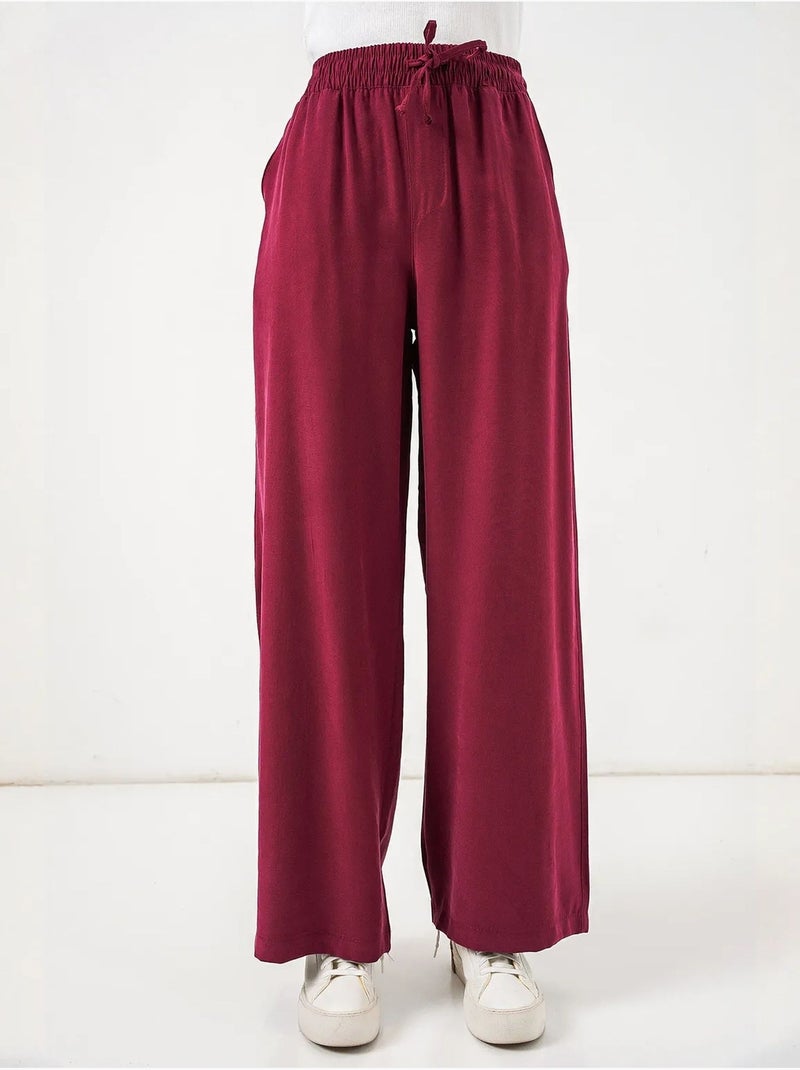 Pantaloni a gamba larga a vita alta con tasca bdart Rosso bordeaux - Kiabi
