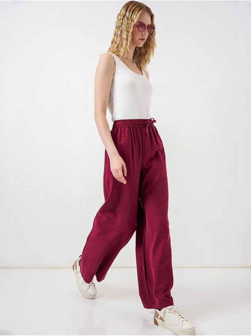 Pantaloni a gamba larga a vita alta con tasca bdart Rosso bordeaux - Kiabi