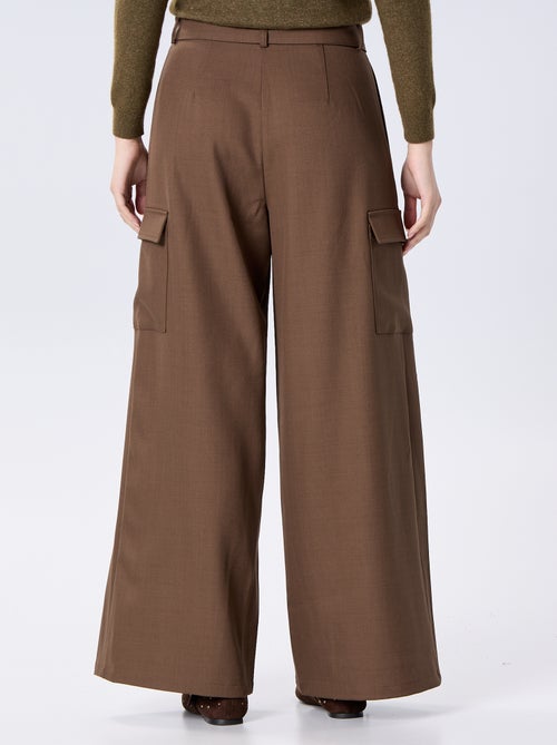 Pantaloni a gamba larga a vita alta con tasche a patta - Kiabi