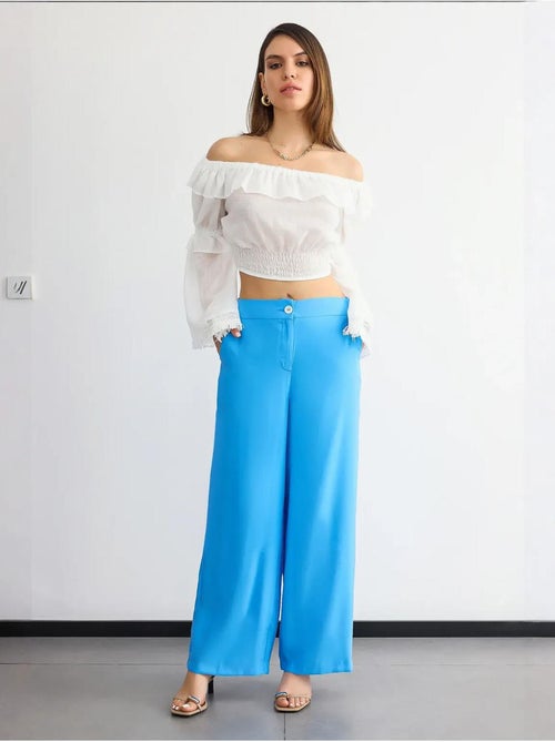 Pantaloni a gamba larga a vita alta hiccup - Kiabi Pantaloni a gamba larga a vita alta hiccup - Kiabi