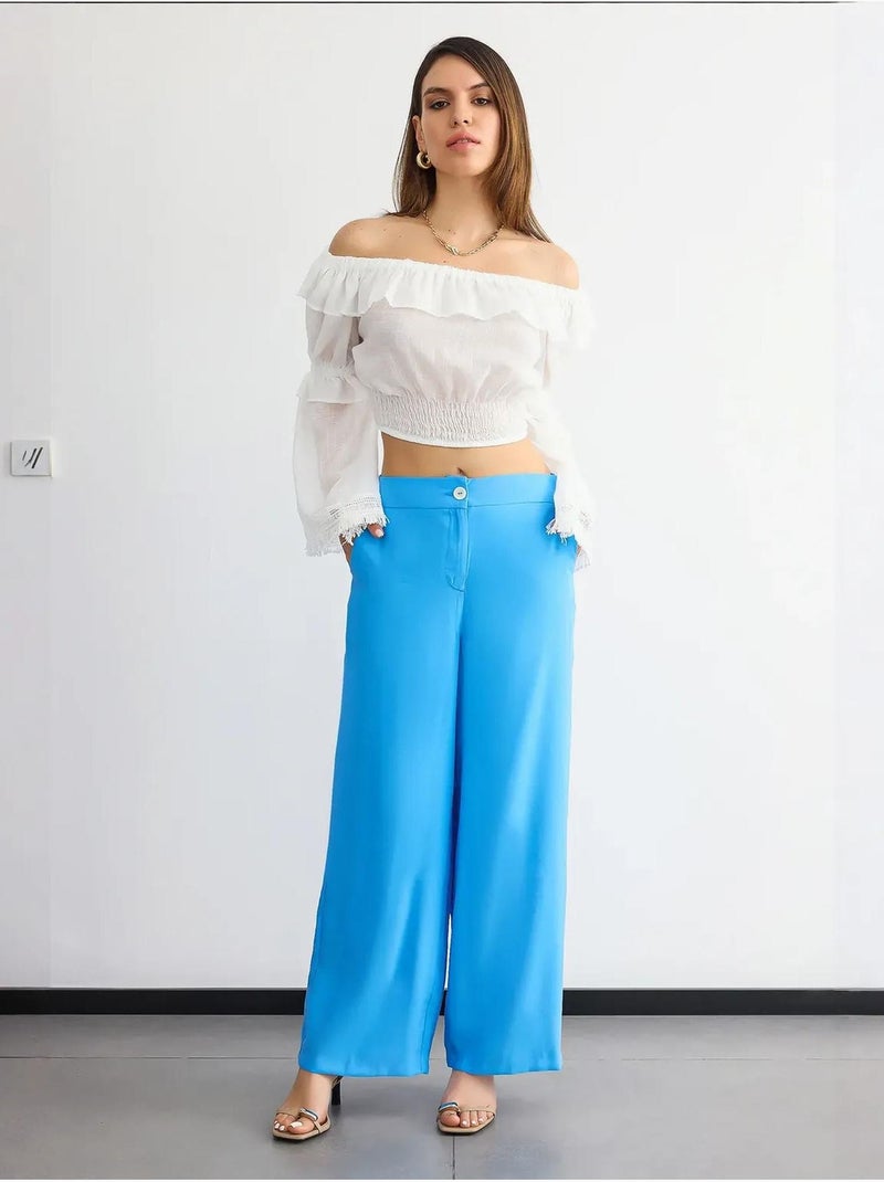 Pantaloni a gamba larga a vita alta hiccup Blu - Kiabi