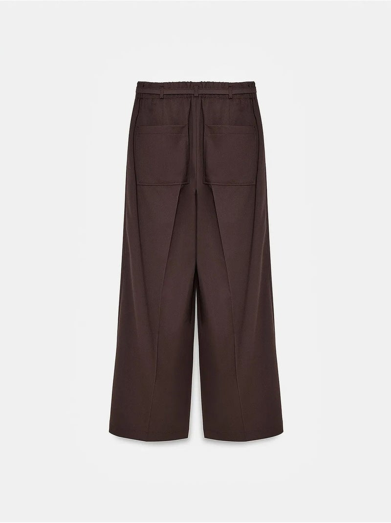 Pantaloni a gamba larga con cintura dilvin Marrone cioccolato - Kiabi