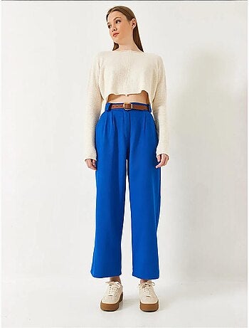 Pantaloni a gamba larga con cintura lucci