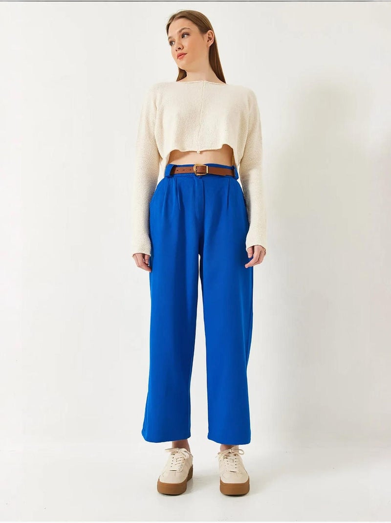 Pantaloni a gamba larga con cintura lucci Blu elettrico - Kiabi