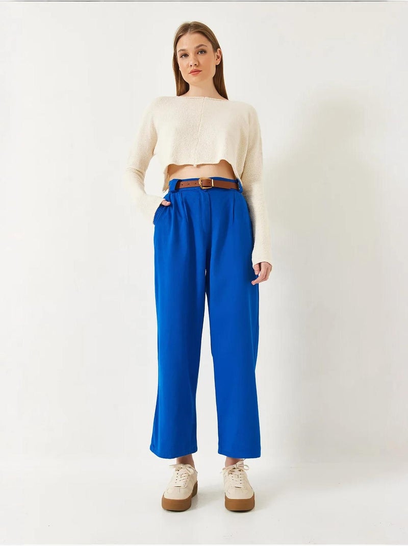 Pantaloni a gamba larga con cintura lucci Blu elettrico - Kiabi