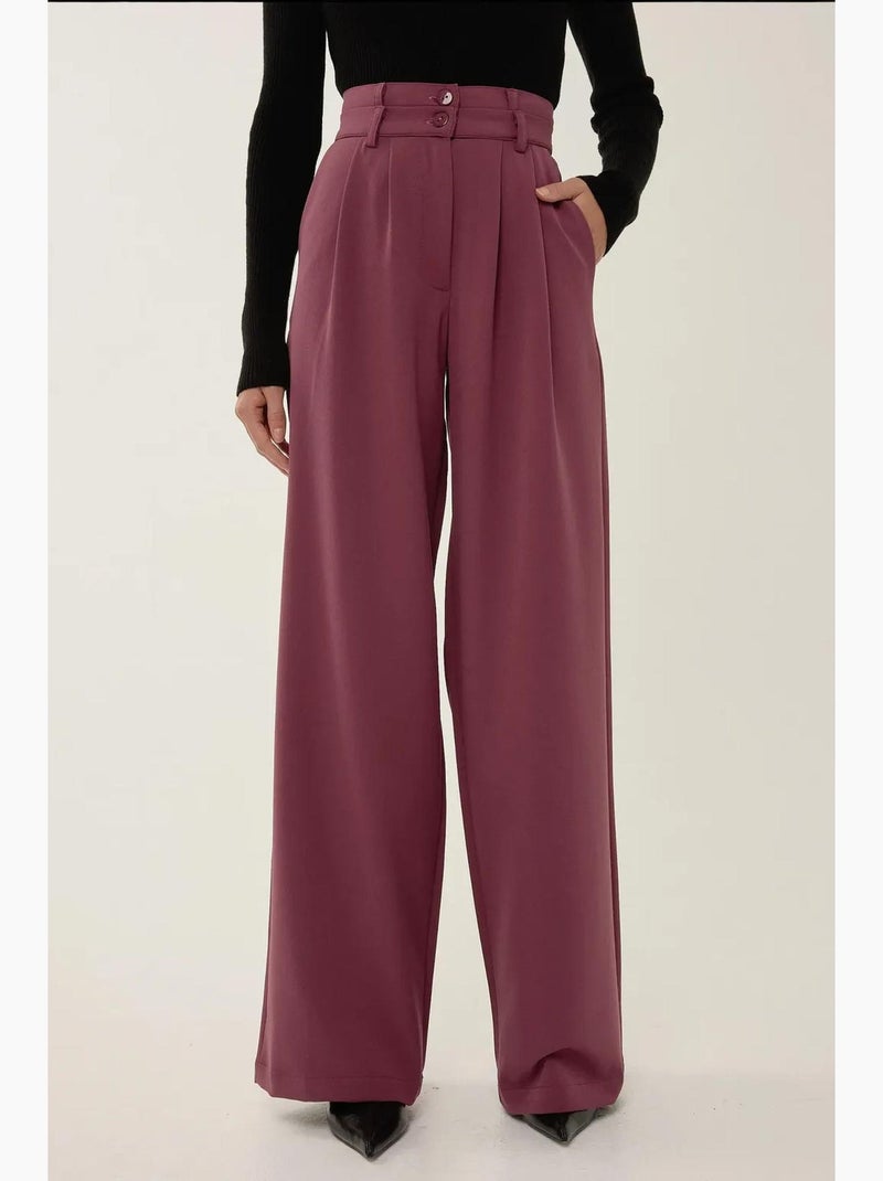Pantaloni a gamba larga con doppia vita hiccup Rosso bordeaux - Kiabi