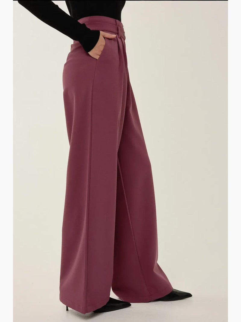 Pantaloni a gamba larga con doppia vita hiccup Rosso bordeaux - Kiabi
