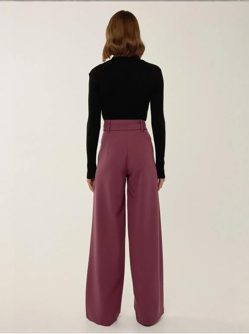 Pantaloni a gamba larga con doppia vita Rosso bordeaux - Kiabi