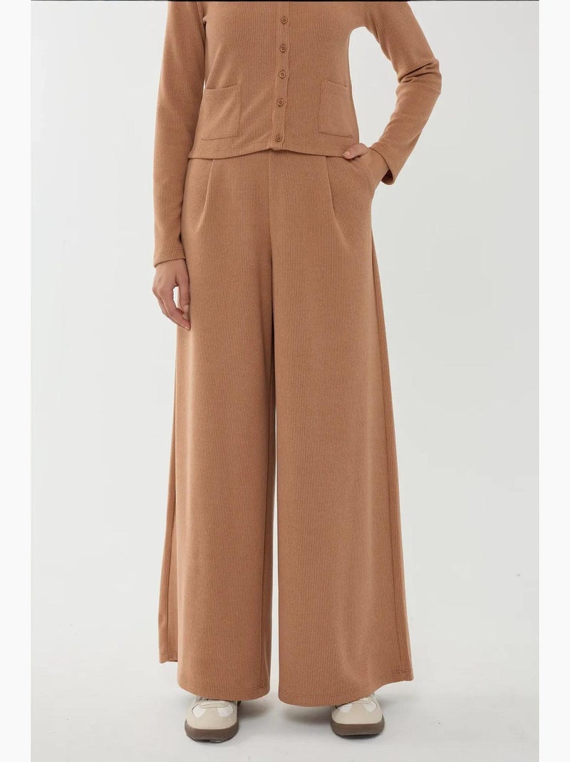 Pantaloni a gamba larga con elastico in vita hiccup Marrone - Kiabi