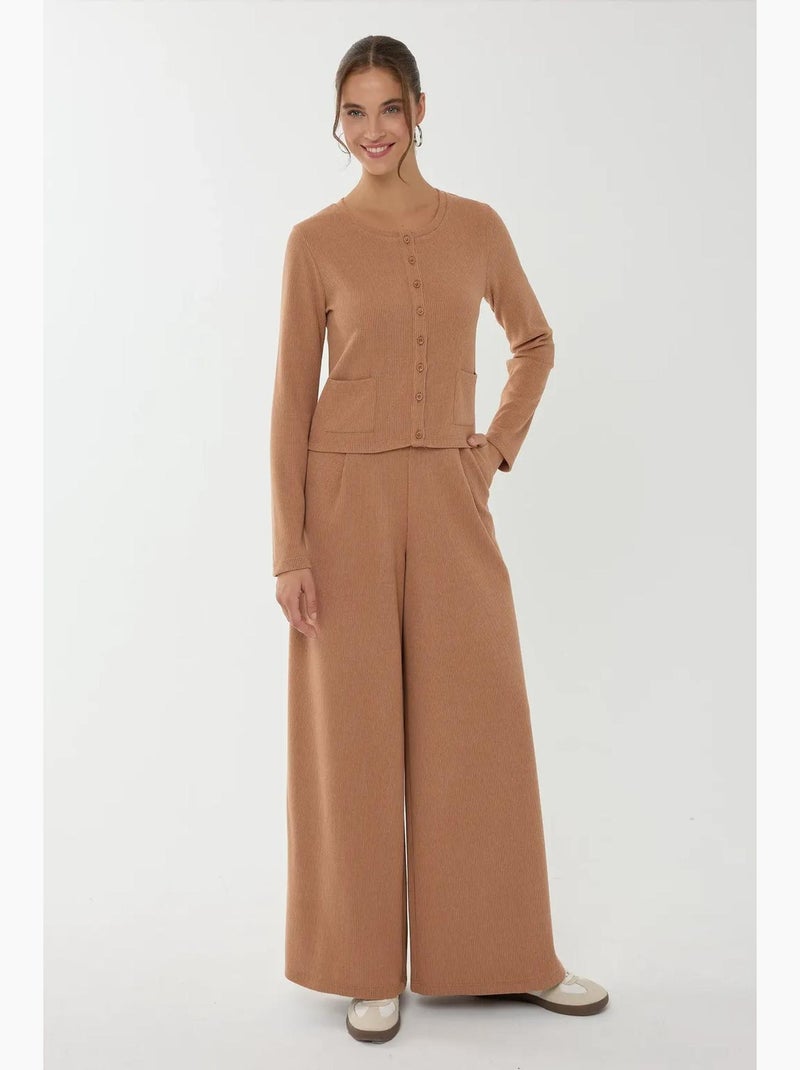 Pantaloni a gamba larga con elastico in vita hiccup Marrone - Kiabi