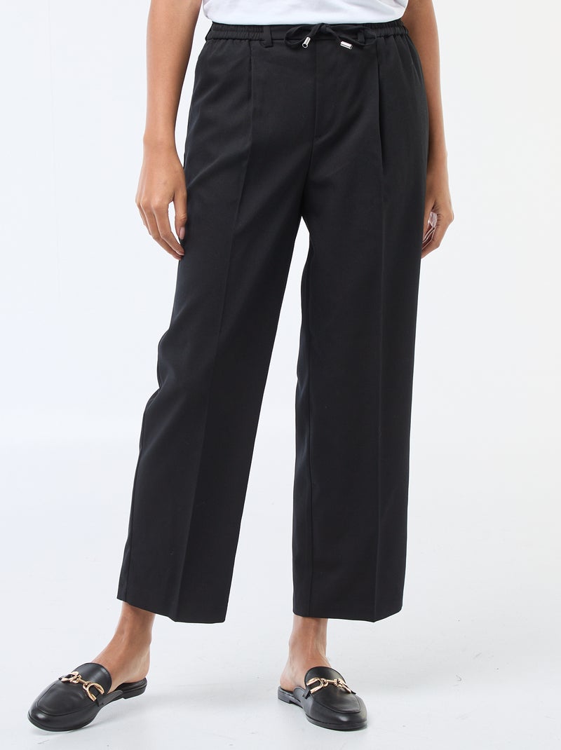 Pantaloni a gamba larga con elastico in vita + lacci da annodare Nero - Kiabi