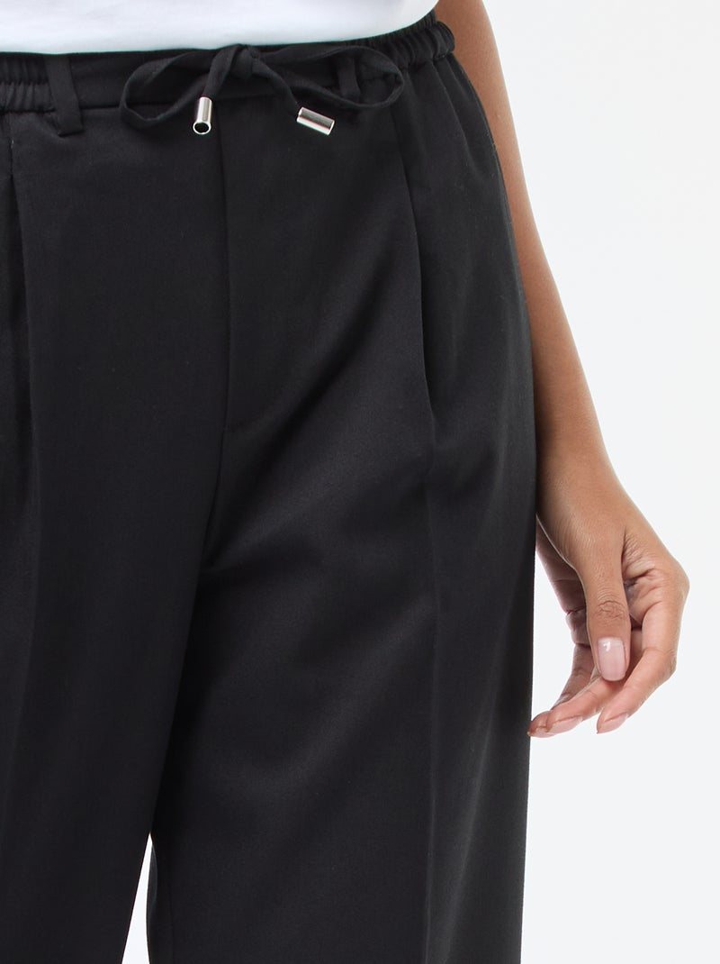 Pantaloni a gamba larga con elastico in vita + lacci da annodare Nero - Kiabi