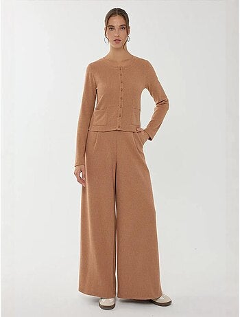 Pantaloni a gamba larga con elastico in vita