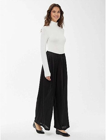 Pantaloni a gamba larga con elastico in vita