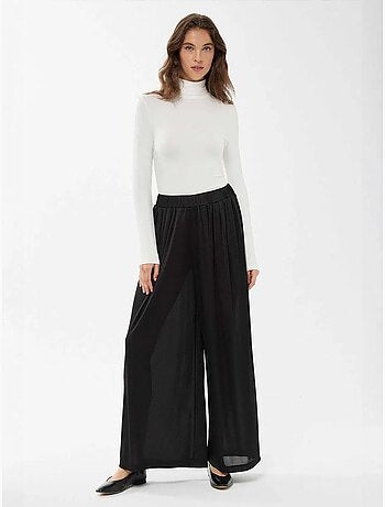 Pantaloni a gamba larga con elastico in vita