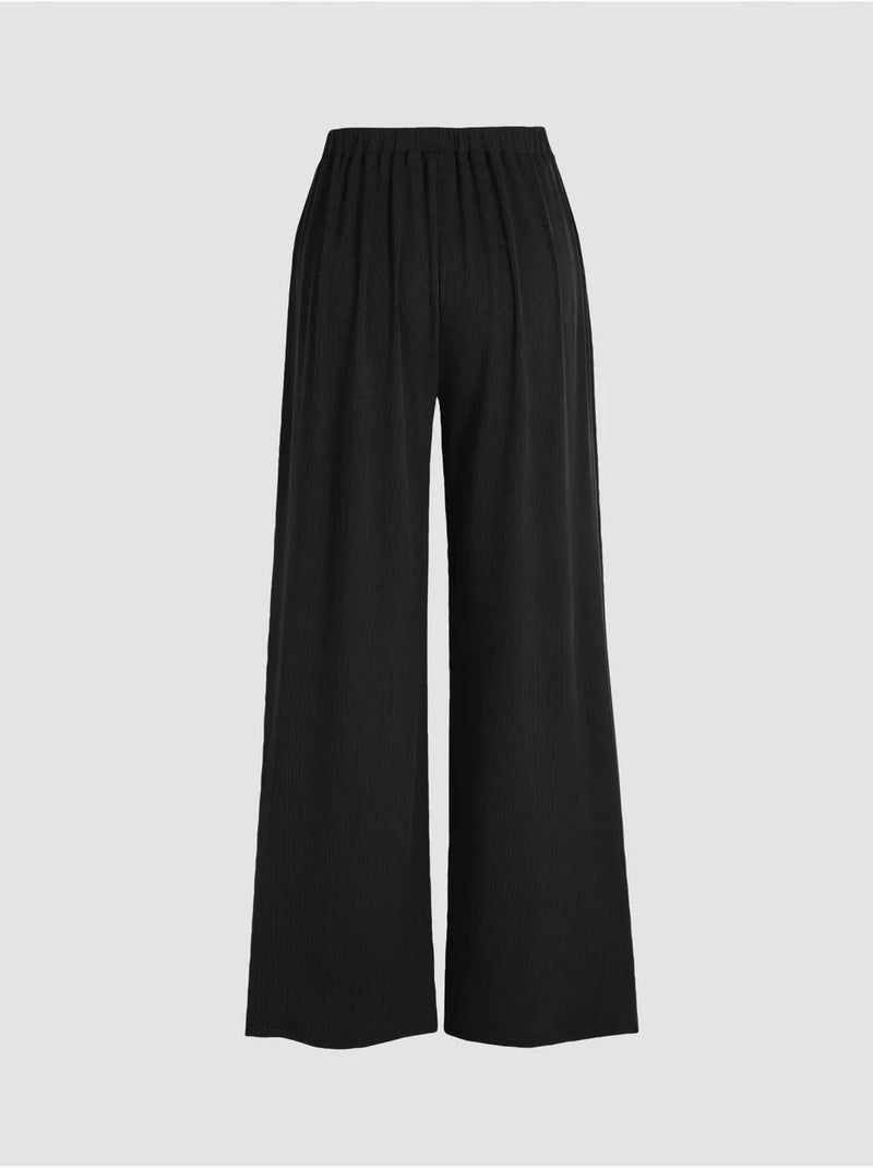 Pantaloni a gamba larga con elastico in vita Nero - Kiabi