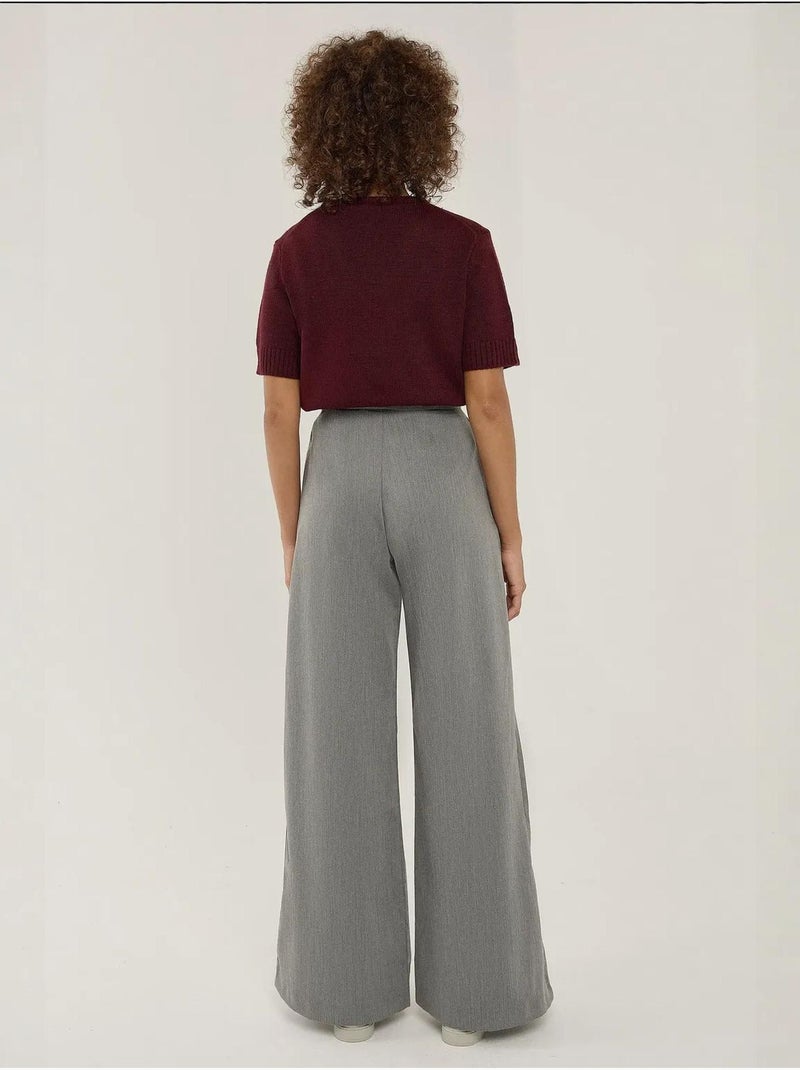 Pantaloni a gamba larga con pieghe hiccup Grigio - Kiabi