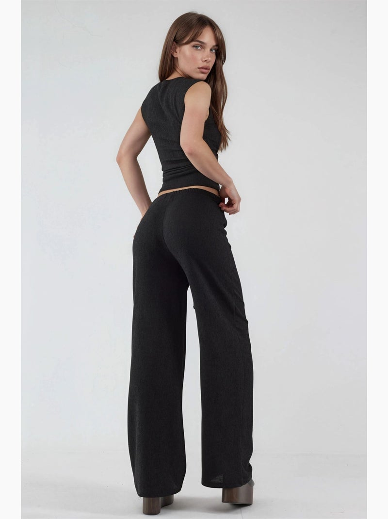 Pantaloni a gamba larga con vita con coulisse busem Nero - Kiabi