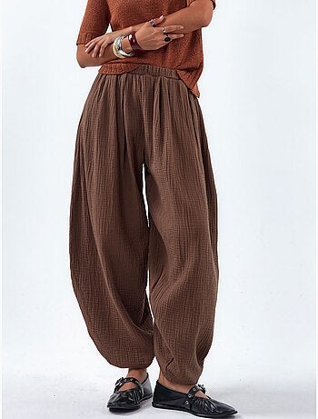 Pantaloni a gamba larga con vita elastica busem