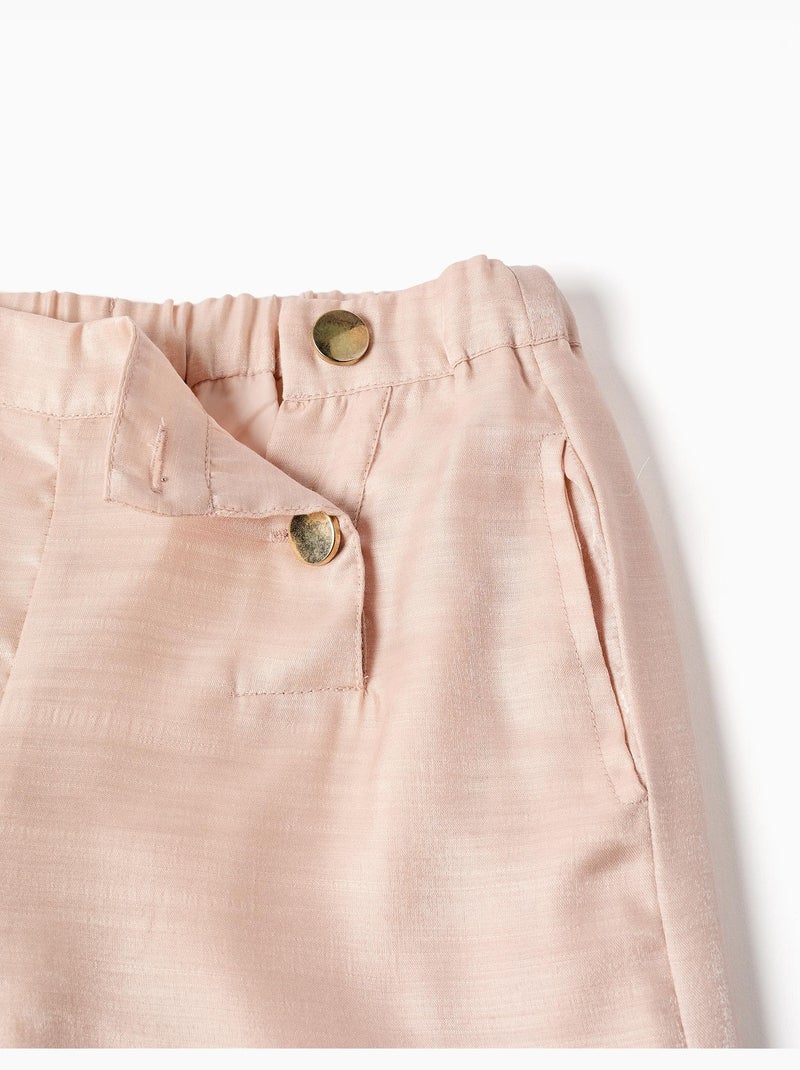Pantaloni a gamba larga in acetato con bottoni decorativi Rosa chiaro - Kiabi