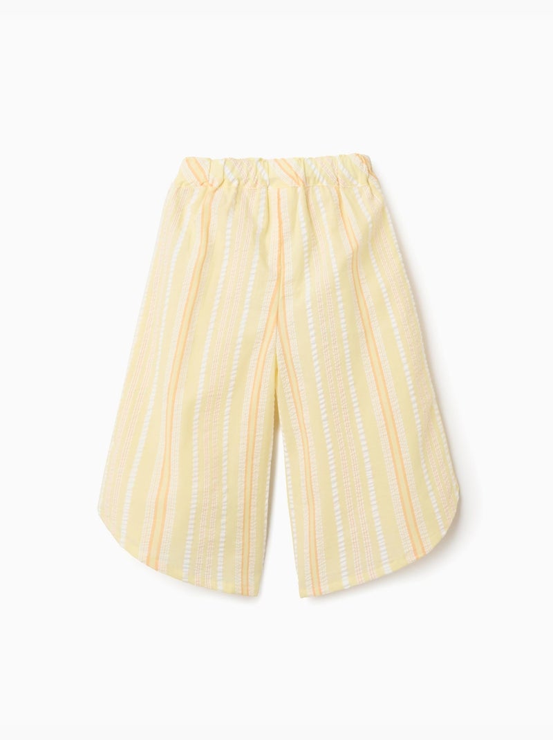 Pantaloni a gamba larga in cotone a righe Giallo chiaro - Kiabi