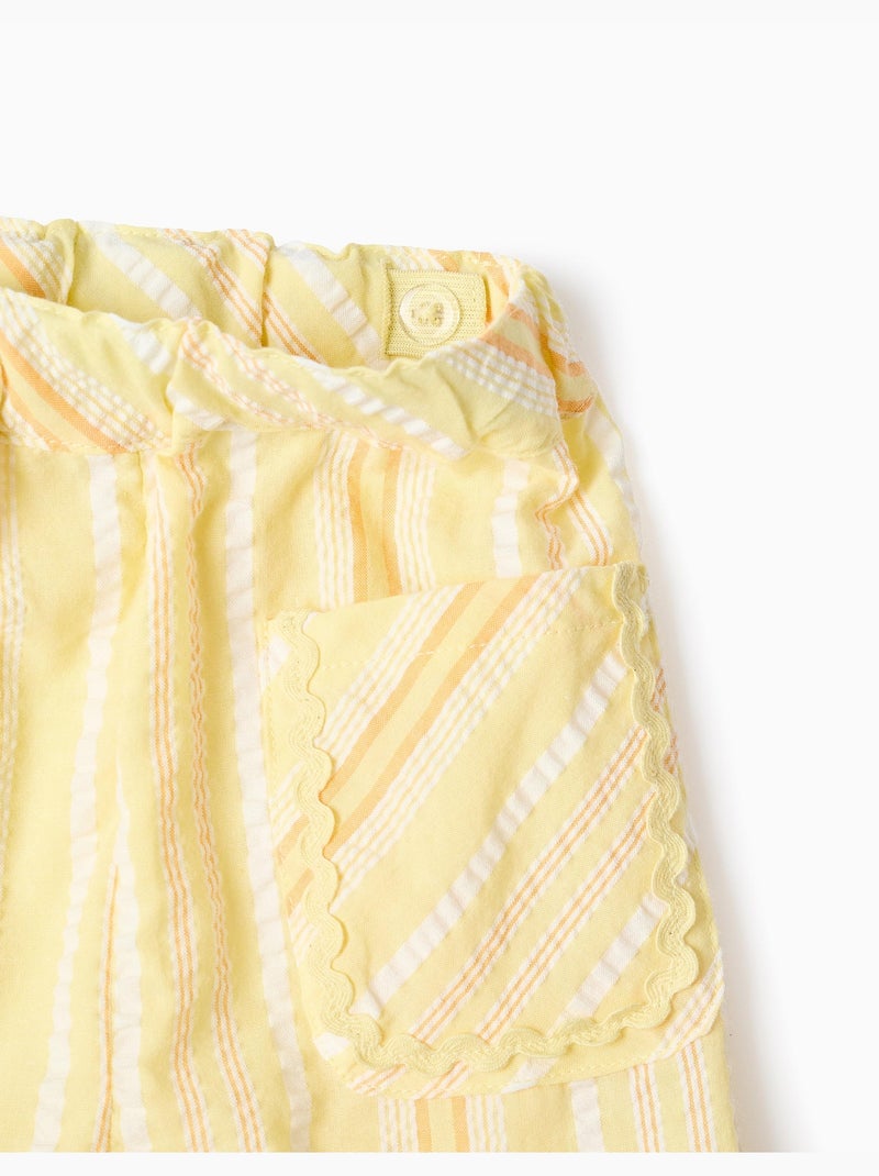 Pantaloni a gamba larga in cotone a righe Giallo chiaro - Kiabi