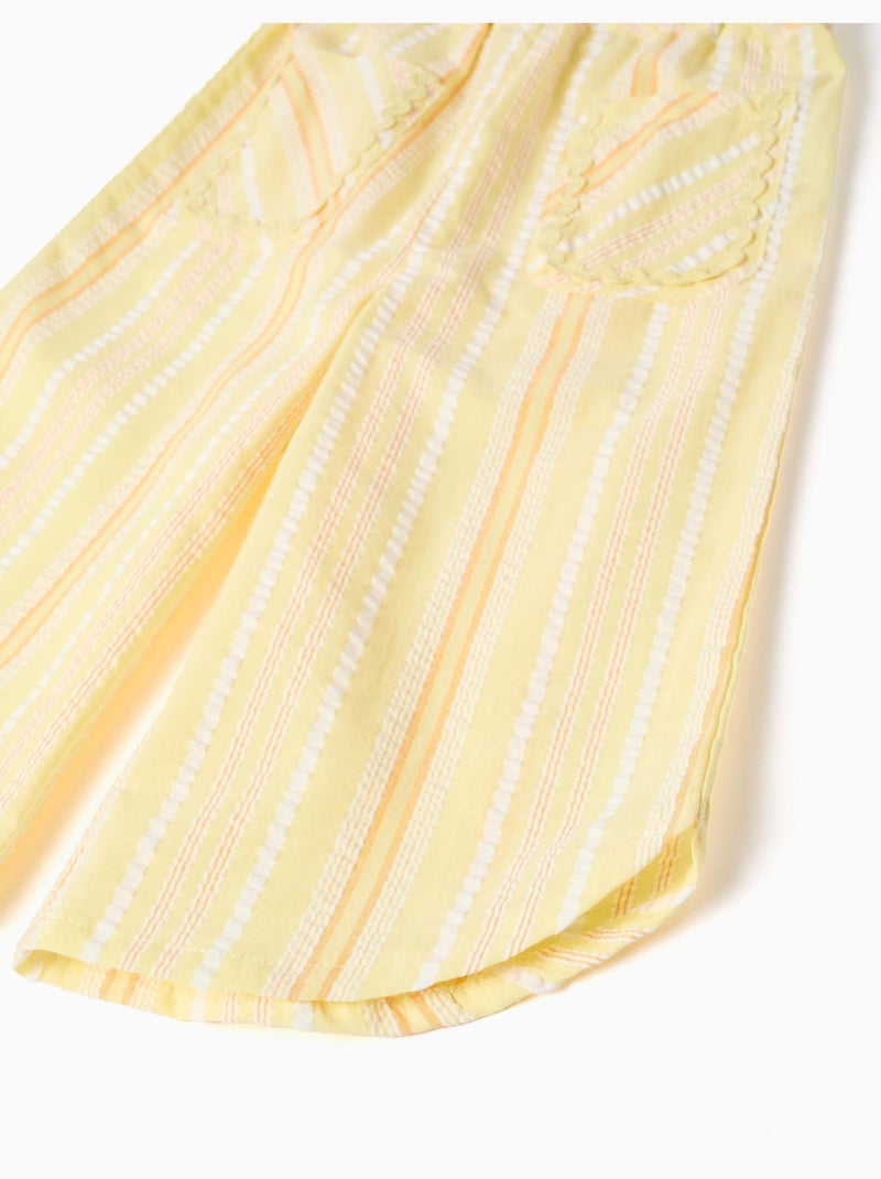 Pantaloni a gamba larga in cotone a righe Giallo chiaro - Kiabi