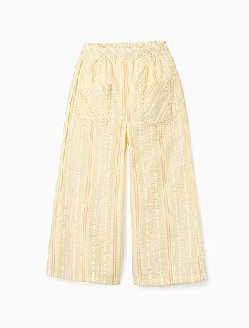 Pantaloni a gamba larga in cotone a righe
