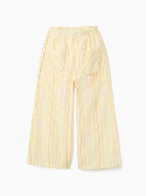 Pantaloni a gamba larga in cotone a righe - Kiabi