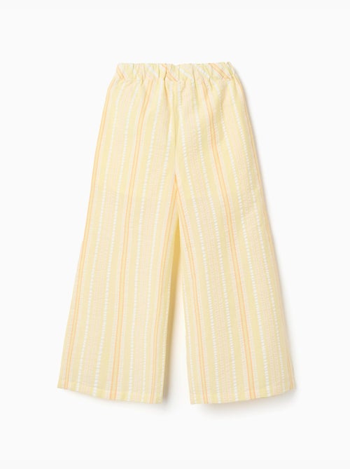 Pantaloni a gamba larga in cotone a righe - Kiabi