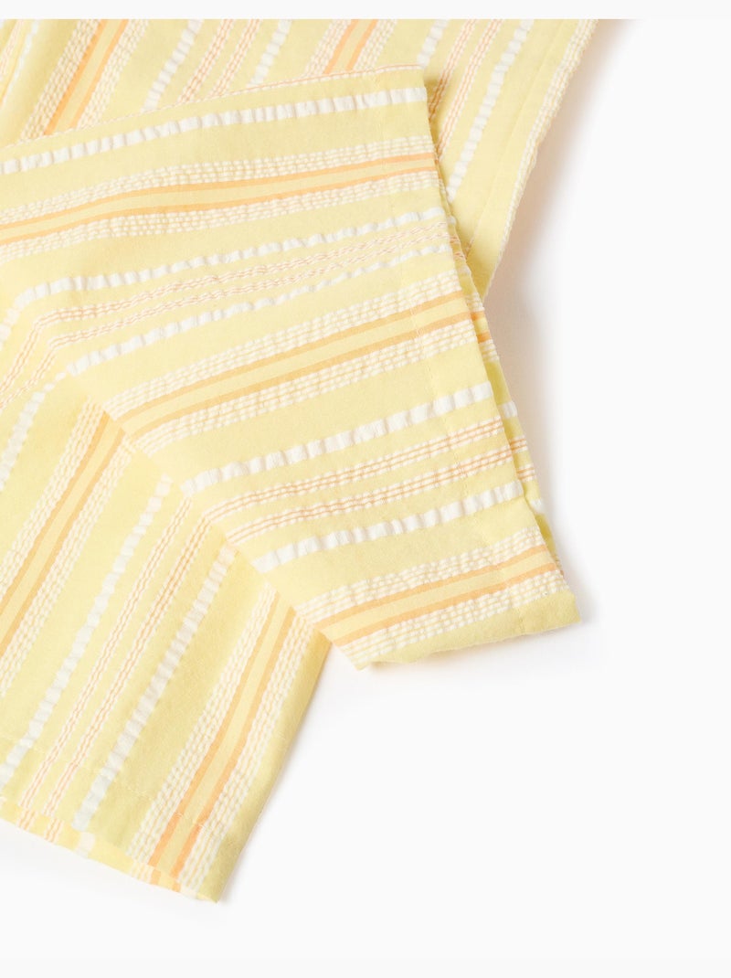 Pantaloni a gamba larga in cotone a righe Giallo chiaro - Kiabi