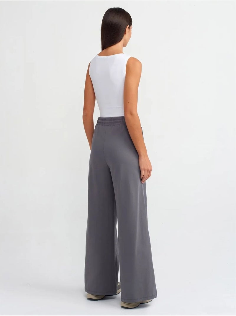 Pantaloni a gamba larga in cotone testurizzato dilvin Grigio nero - Kiabi