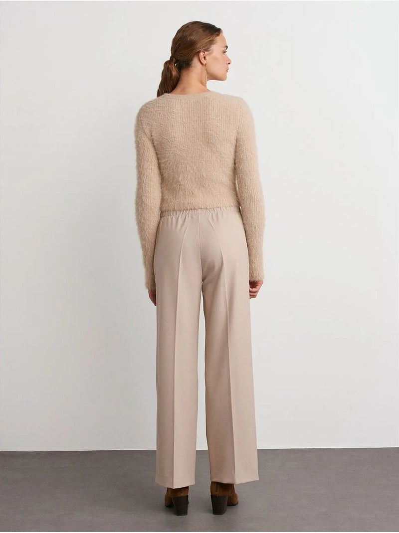 Pantaloni a gamba larga in crêpe dilvin Beige argilla - Kiabi