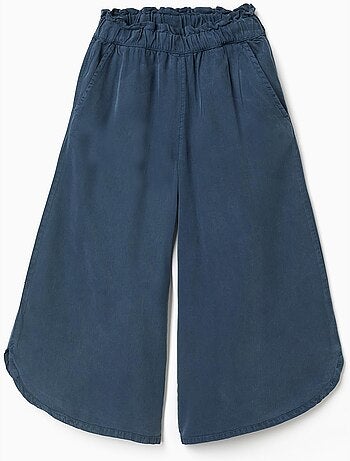 Pantaloni a gamba larga in lyocell con Cintura elastica