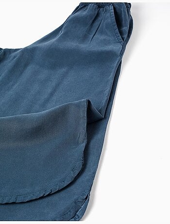 Pantaloni a gamba larga in lyocell con Cintura elastica