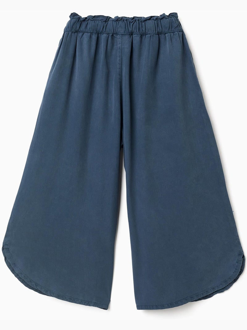 Pantaloni a gamba larga in lyocell con Cintura elastica Blu scuro - Kiabi