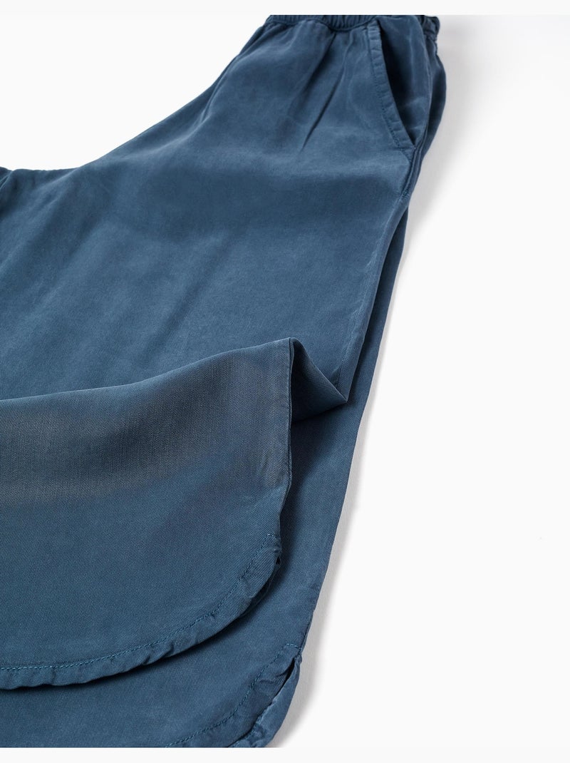 Pantaloni a gamba larga in lyocell con Cintura elastica Blu scuro - Kiabi