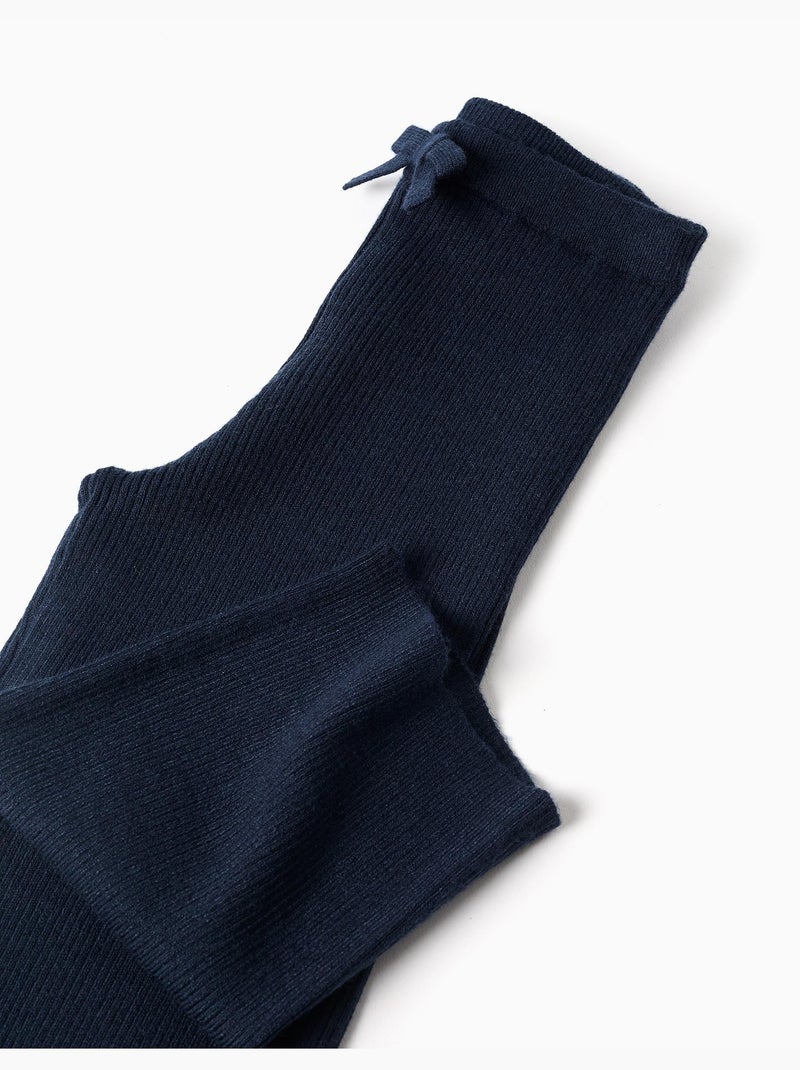 Pantaloni a gamba larga in maglia a costine Blu scuro - Kiabi