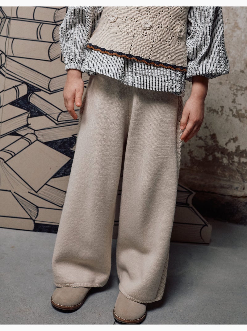 Pantaloni a gamba larga in maglia b&s Beige chiaro - Kiabi