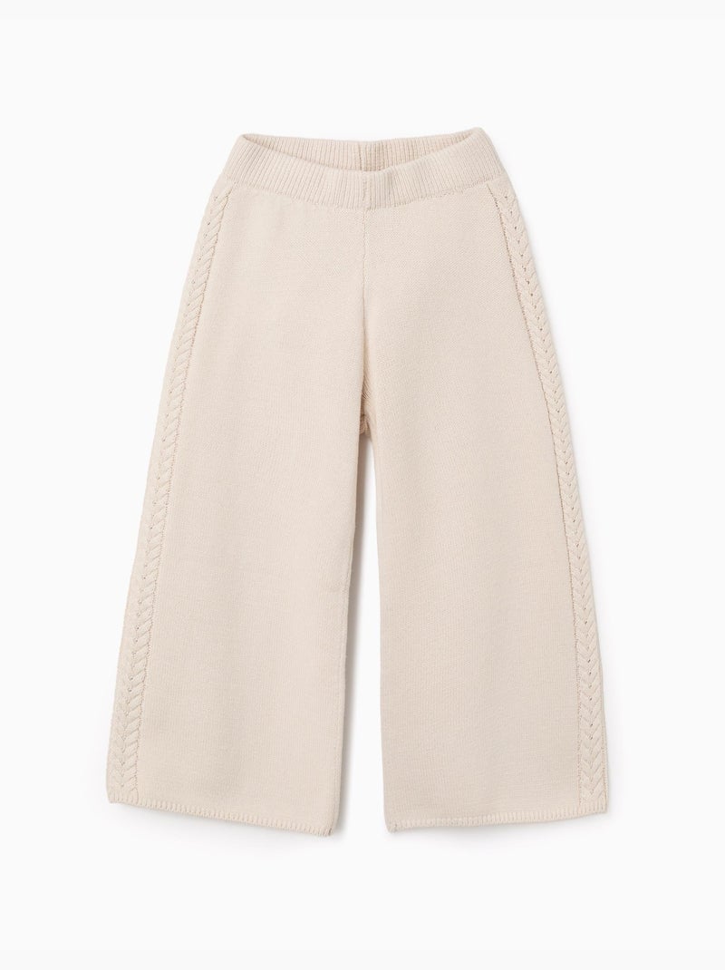 Pantaloni a gamba larga in maglia b&s Beige chiaro - Kiabi