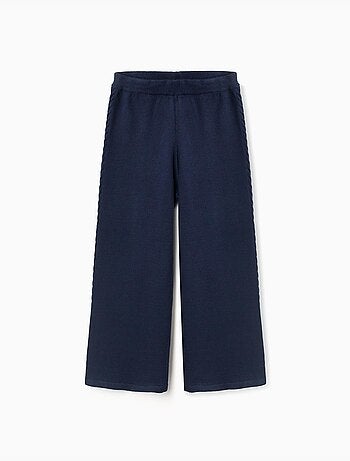 Pantaloni a gamba larga in maglia con dettagli a treccia