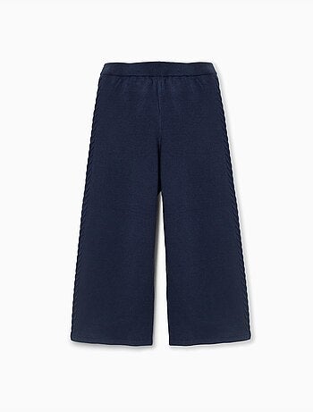 Pantaloni a gamba larga in maglia con dettagli a treccia