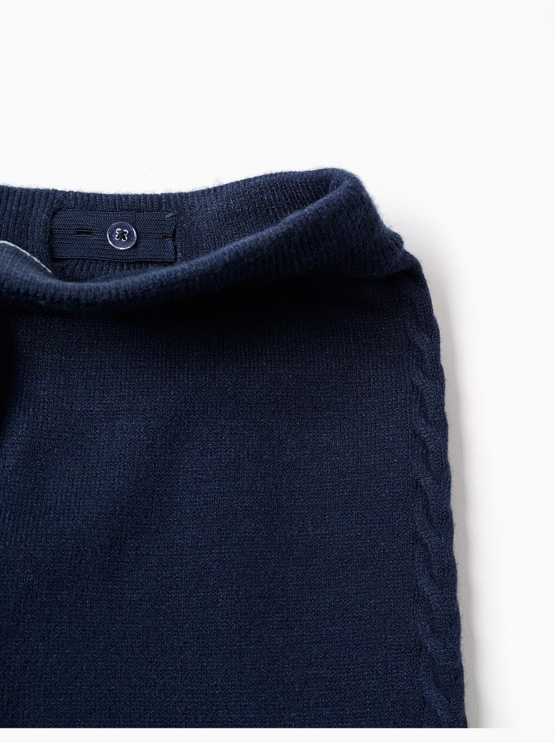 Pantaloni a gamba larga in maglia con dettagli a treccia Blu scuro - Kiabi